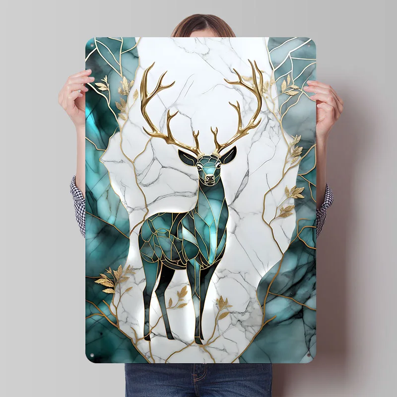 Abstract Stag Kintsugi Art Tinplate Posters Customizable Wall Art Retro Vintage Metal Signs for Home Room Decoration Gaming Cozy