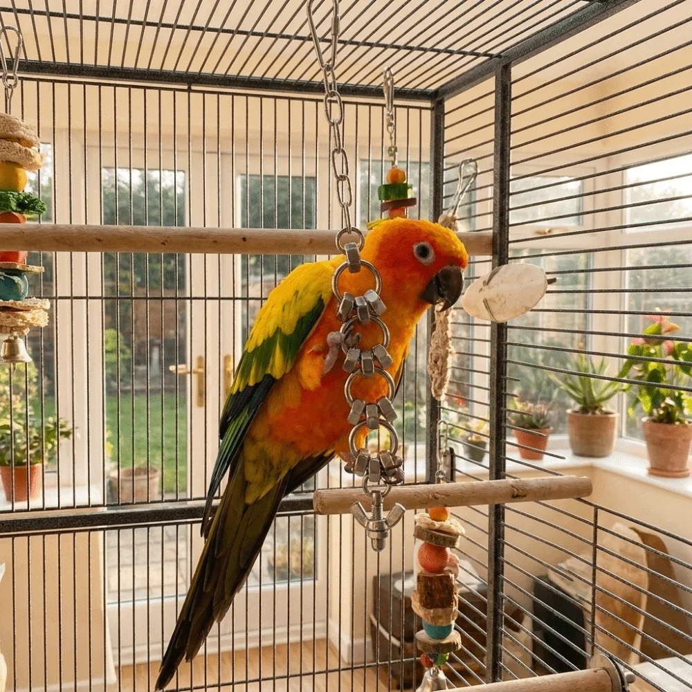 Funny Stainless Steel Parrot Gnaw Toy Wear-resistant Bite Resistant Parrot Bite String Rust-Proof Bird Cage Toy Cage Accessories