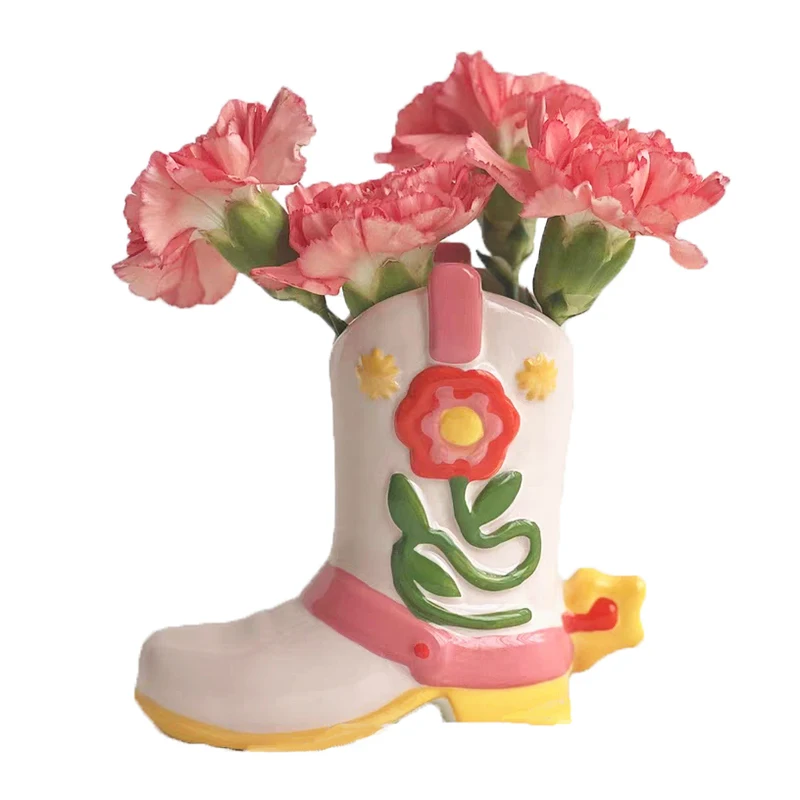 

Flower Vases With Flowers Ceramic Vase Decoration Home Living Room Table Desktop Office Bedroom Happy Face Cartoon Boots Vases