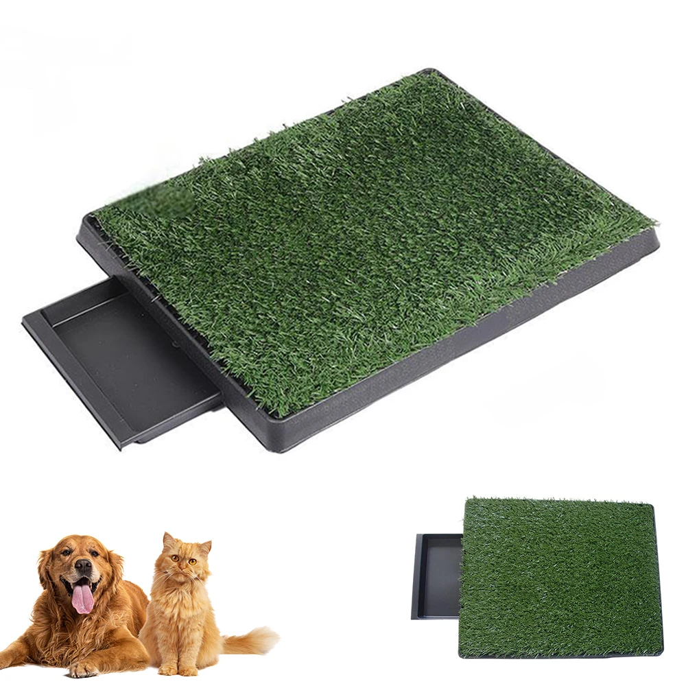 Toilette per cani con erba sintetica, tappetino per l'addestramento al vasino, vassoio per cani con sistema di drenaggio, tappetino igienico per uso interno, ideale per cani di piccola e media taglia.