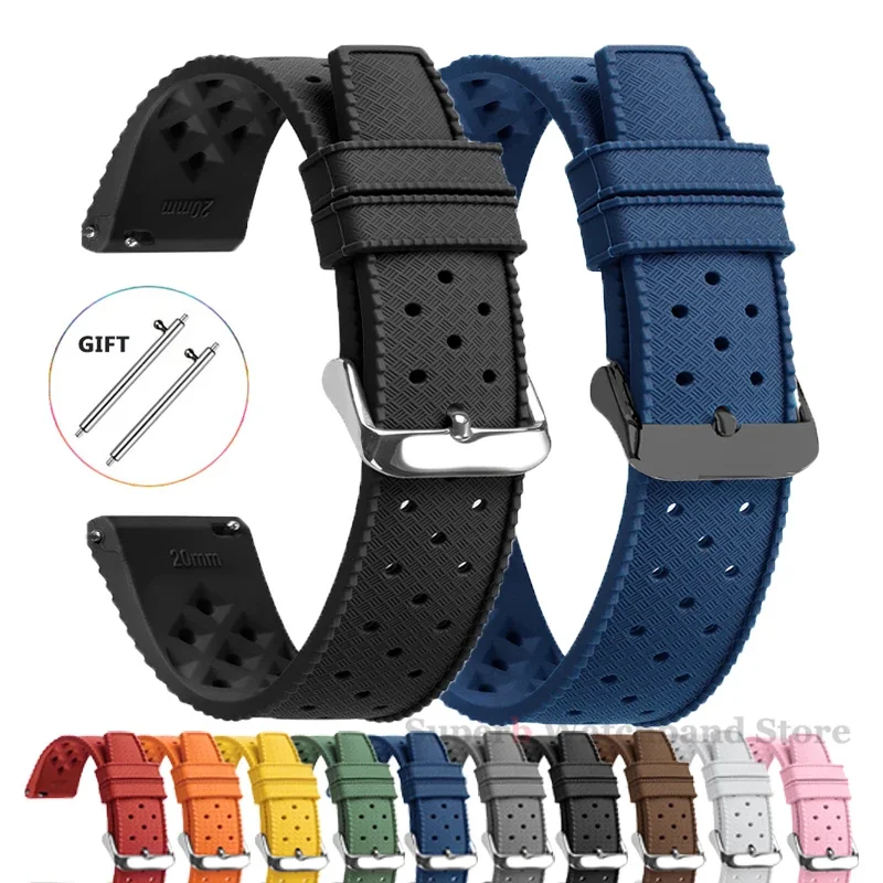 18/20/22mm Tropic Silicone Strap for Seiko for Oris Breathable Band for Omega Quick Release Rubber Bracelet Waterproof Wristband