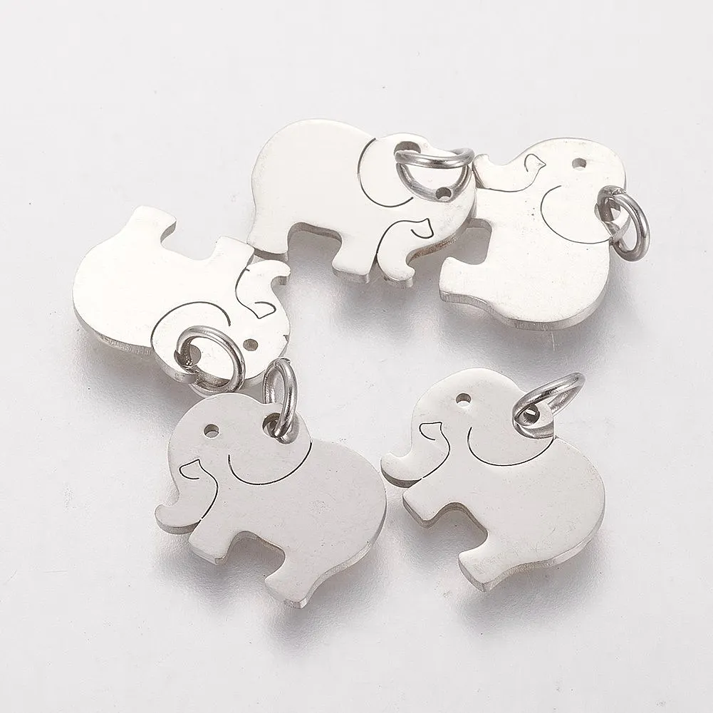 5pcs Elephant Animal Charms 304 ciondolo in acciaio inossidabile per donna bambini gioielli di moda che fanno risultati del braccialetto della collana