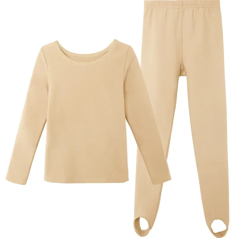 New Arrivals Girls Winter Warm Ballet Training Basic Suit Thick Velvet Long Sleeve Pantyhose Stretch Gymnastic Dance Bodysuit