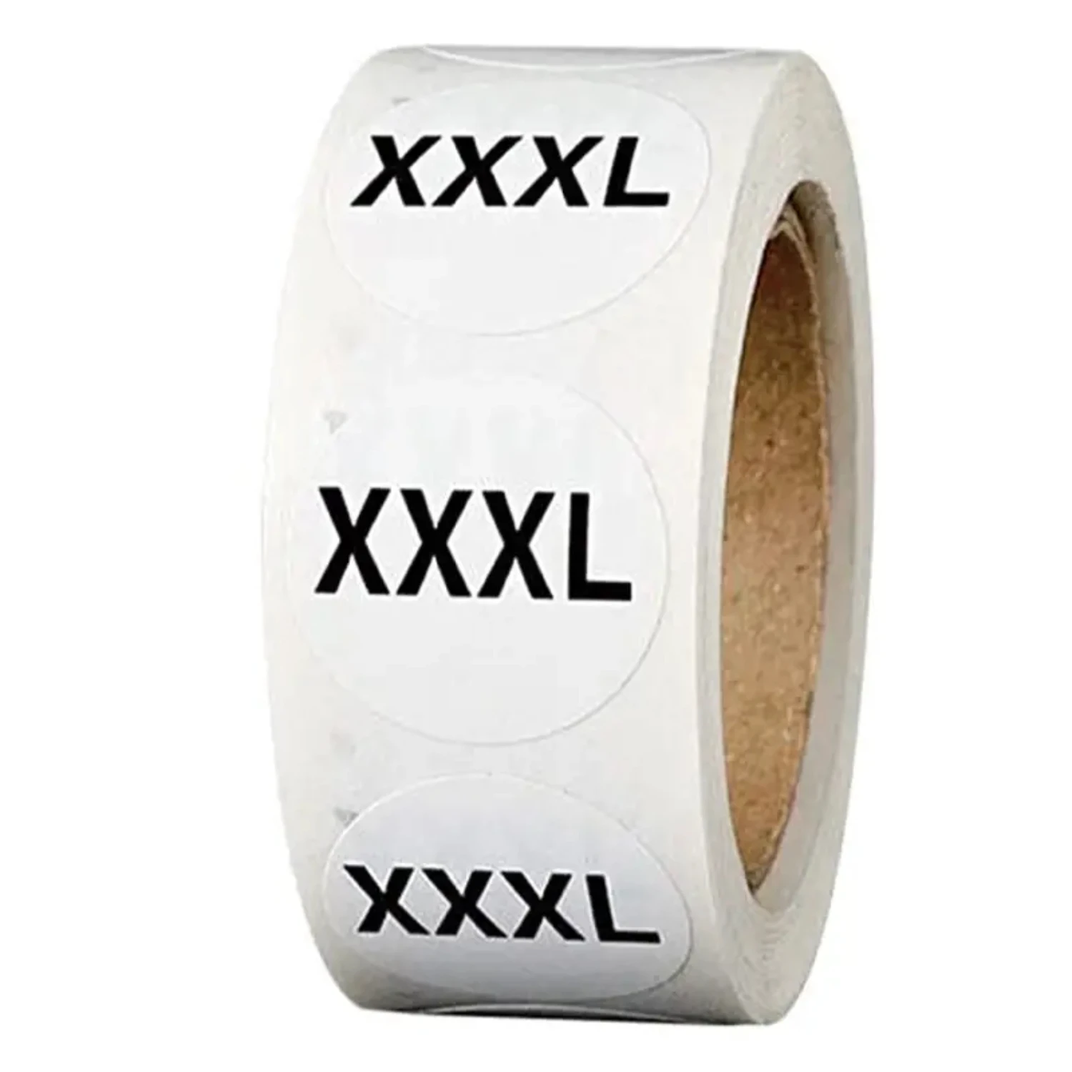 500pcs High-Quality White Clothing Size Stickers with Elegant Black Text for Retailing Clothing (Sizes XS/S/M/L/XL/XXL/XXXL)