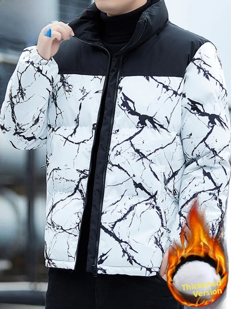 

Paul Men's Winter Thiened down Cotton Jaet Stand Collar Spor Bread Coat Warm Faionable Urban Sle Stand Fit Jaet