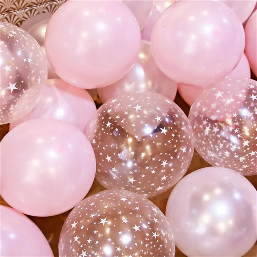 20pcs 12 inch Latex Balloon Set Star Clear Pink Gold Balloons Wedding Decoration Baby Shower Birthday Party Supplies Home Decor