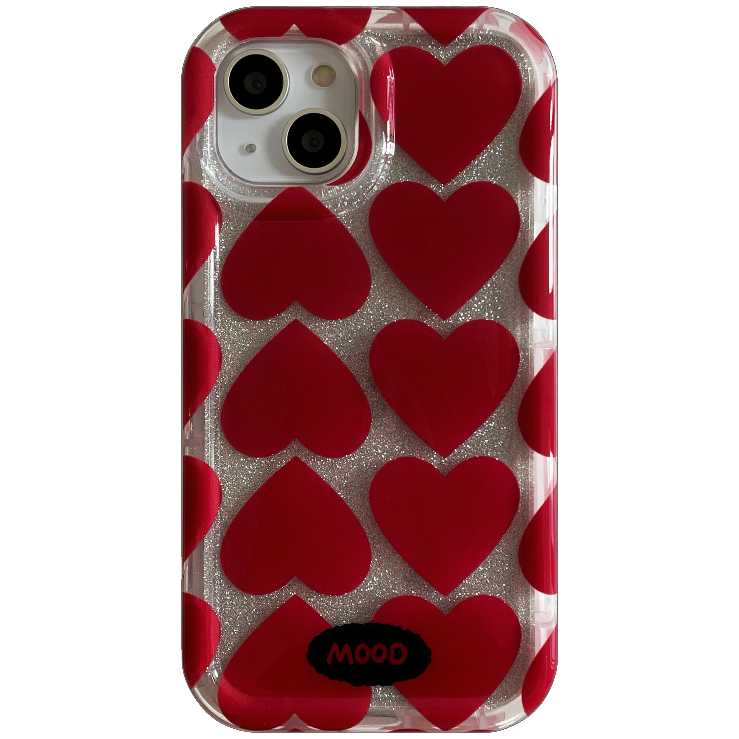 Korean Ins Red Hearts Glittering IMD Case for iPhone 15 14 13 Pro Max Plus Back Phone Cover for 12 11 Pro Max X XS Max Capa