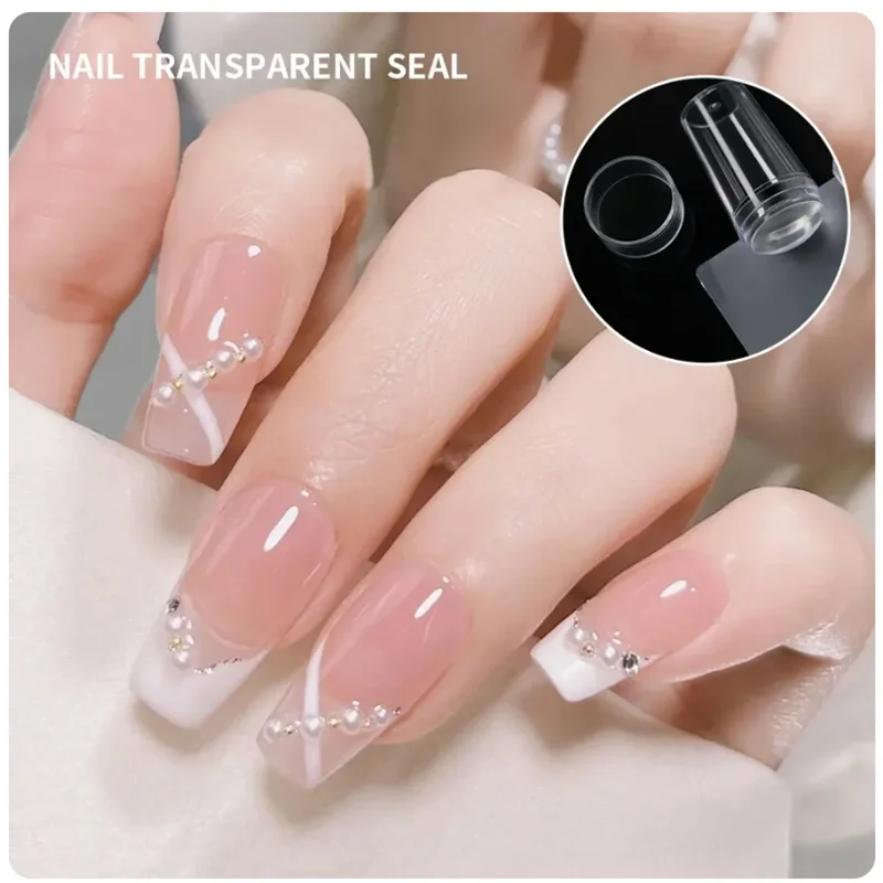 1 Sets of Silicone Transparent Seal Head Large Scraper Nail Color Transfer Tool Nail Art Template Molds Clear Nail Art Stamper