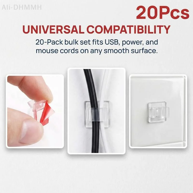 ZLinKJ 20/50PCS Cable Clips Self Adhesive Cord Management Black Wire Organizer Clamp Car Wire Accessories
