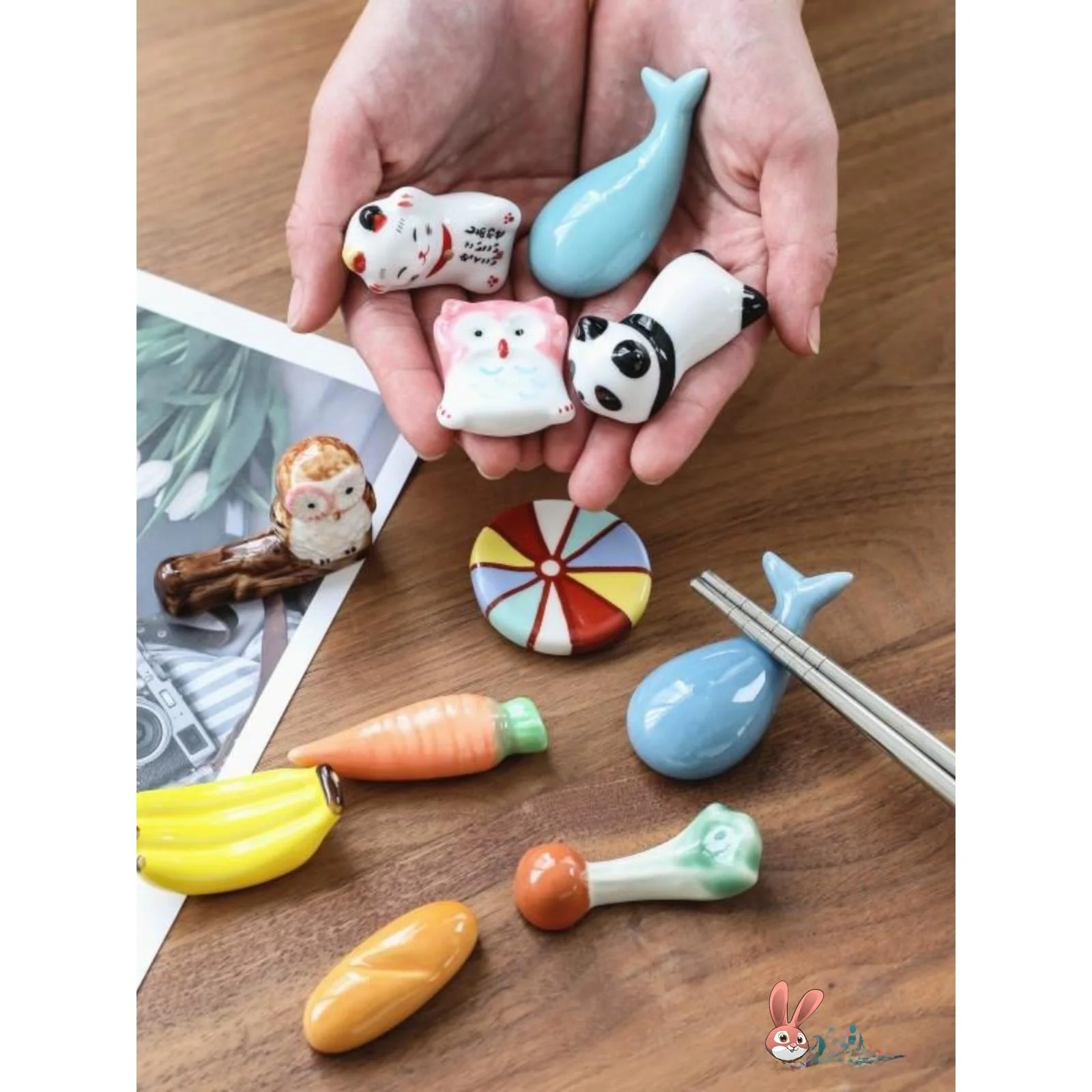 

Милые подставки для палочек для еды в форме бри-кейк, 5 шт., японские держатели для палочек, для домашнего использования, с дренажной чашей