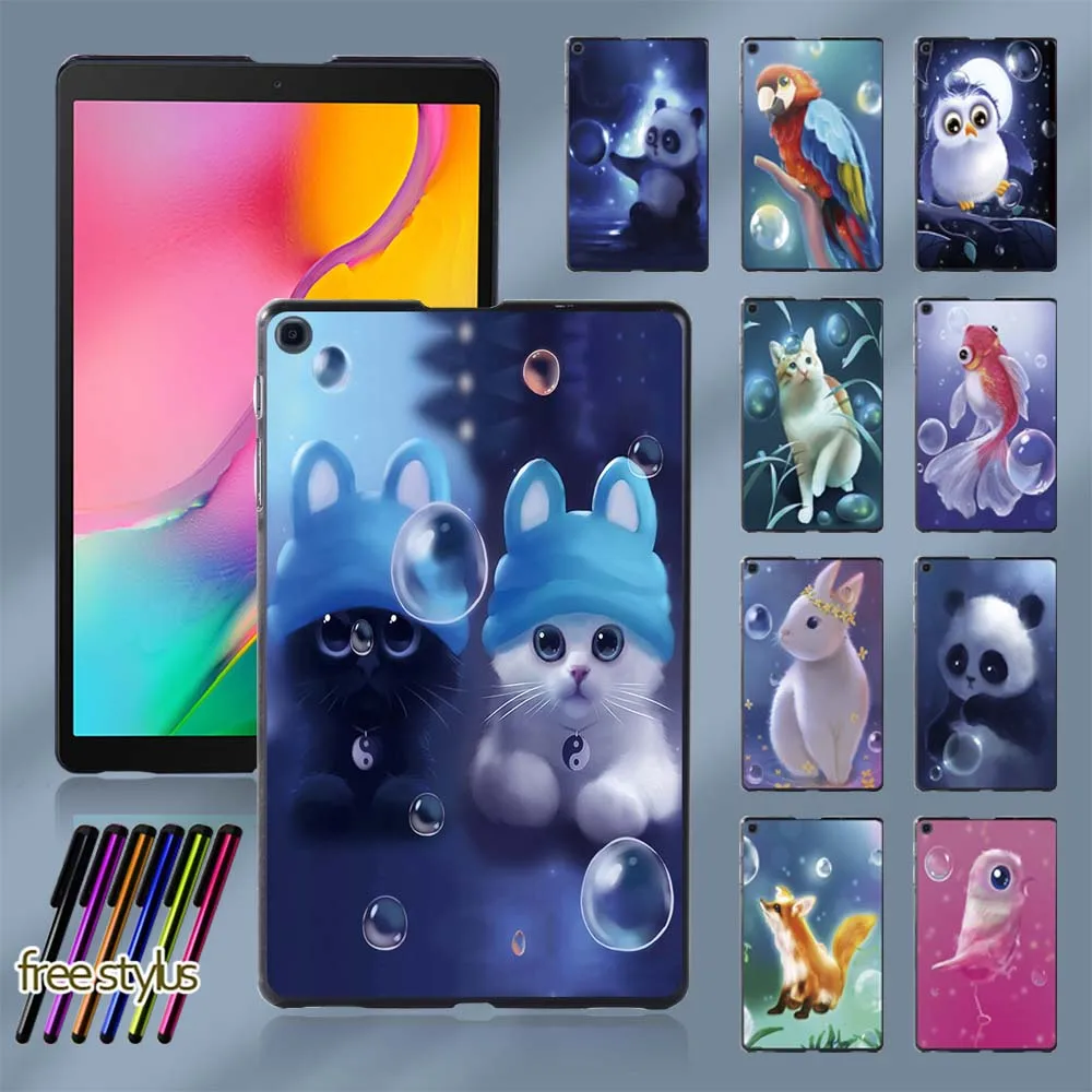 Case for Samsung Galaxy Tab A 8.0 (2019) T290 T295 Cute Animal Fashion Pattern Plastic Slim Tablet Hard Shell + Free Stylus