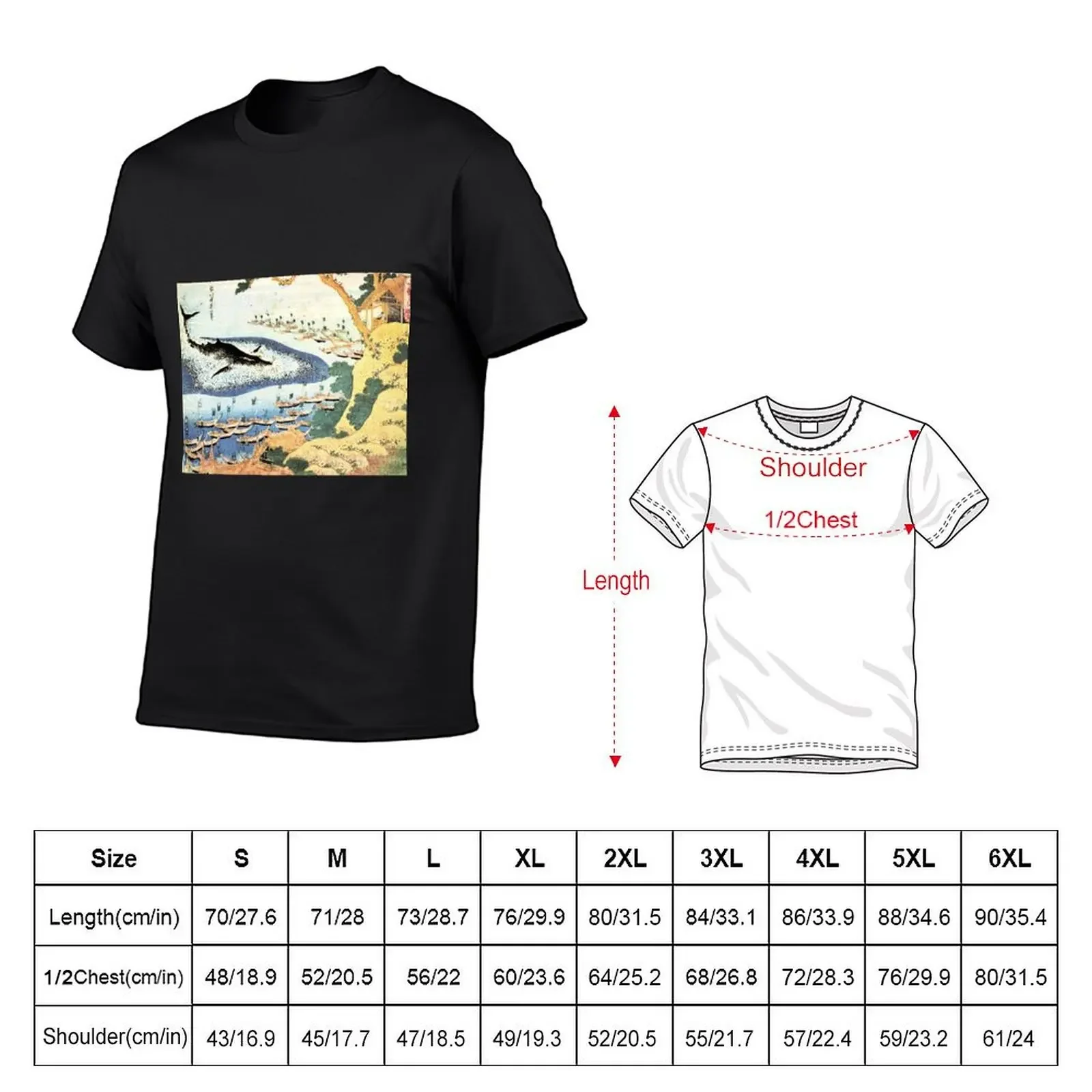 HD. Whaling Off Gotō from Oceans of Wisdom, by Katsushika Hokusai . HIGH DEFINITION T-Shirt vintage clothes t shirt for men