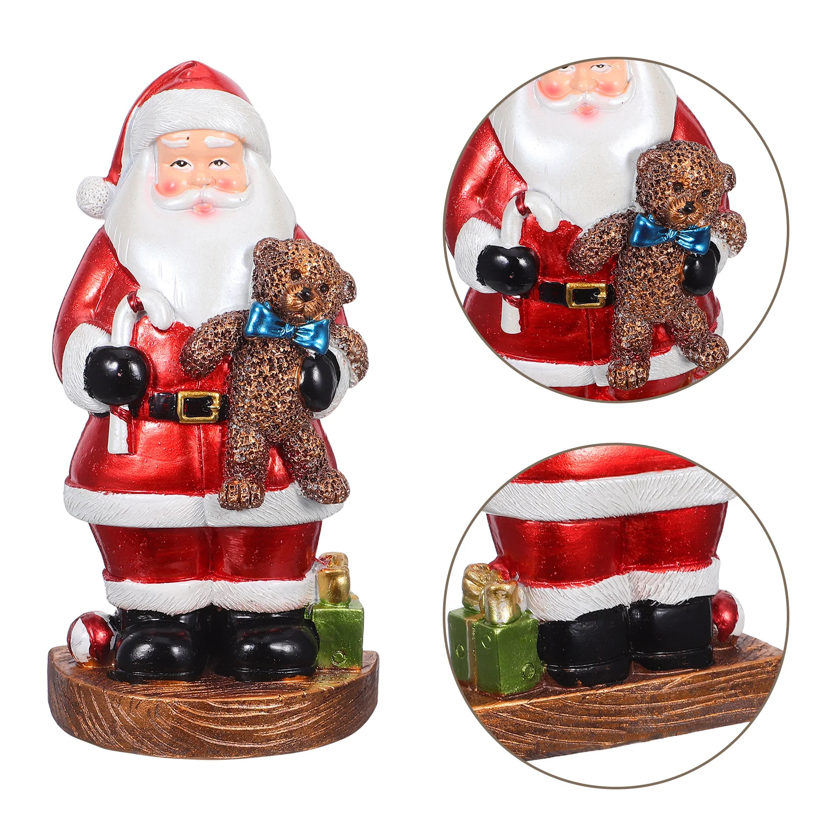 

Miniature Resin Santa Claus Christmas Statue Holiday Tabletop Decor Vintage Santa Ornament for Fireplace Office Home