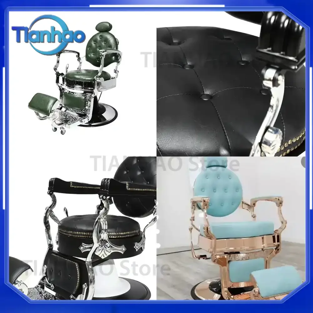 European Style Retro Barber Chair for Oily Hair Hairdressing for Men Hair Cutting