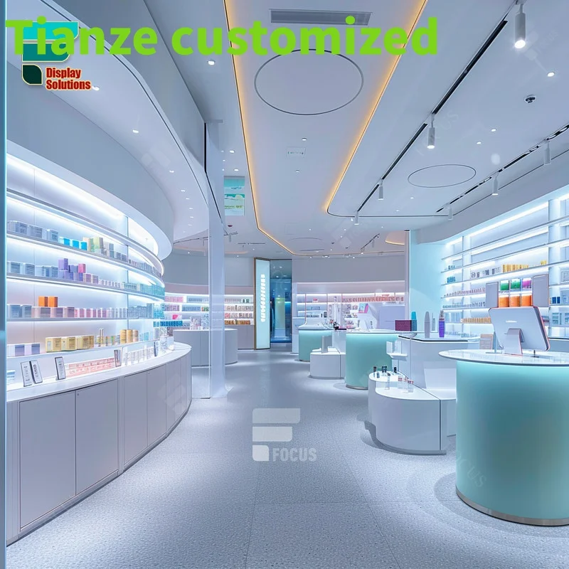 Customized-Display Cabinet Cosmetics Perfume Showcase Wig Retail Display Beauty Display Racks