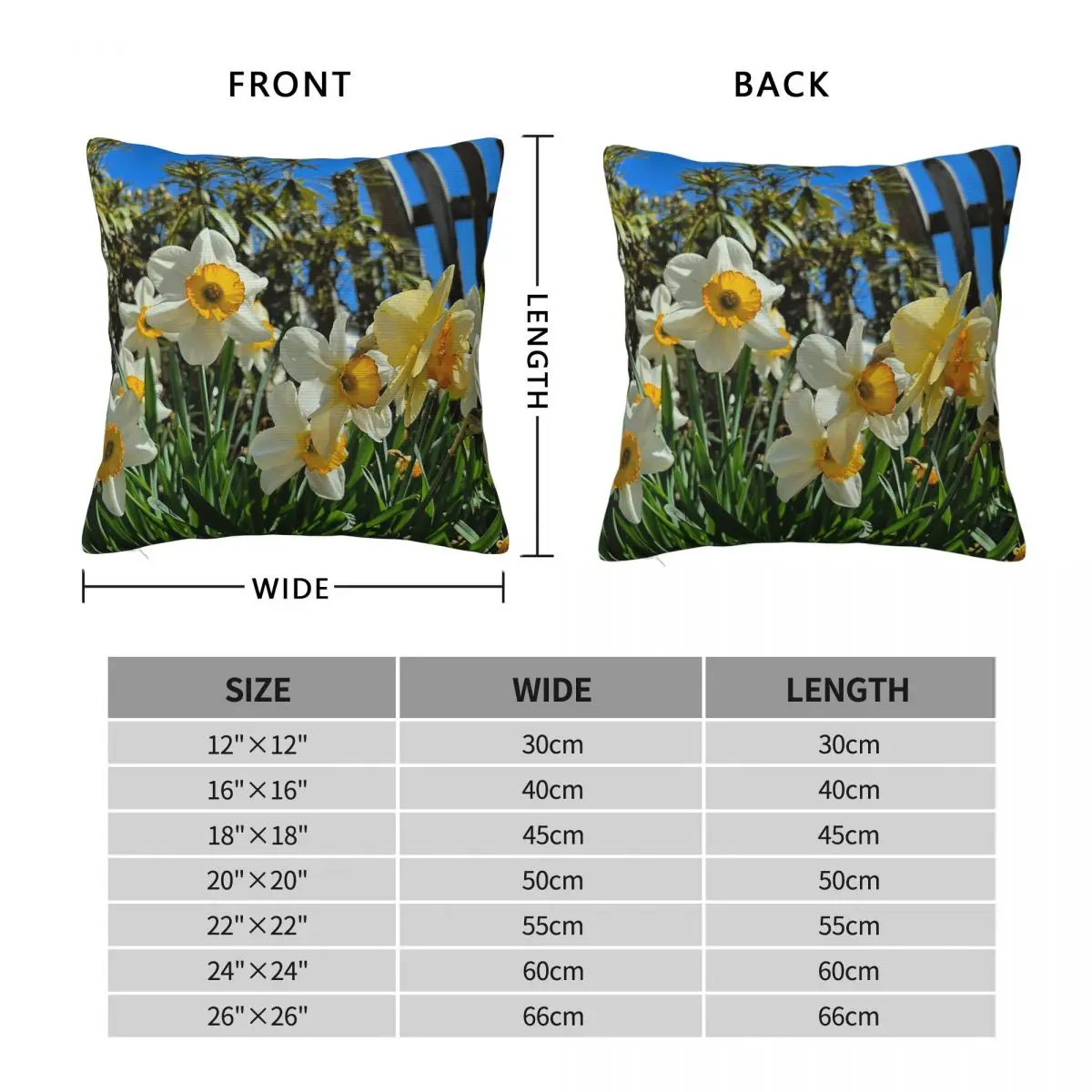 Daffodils In The Sun Square Pillowcase Polyester Linen Velvet Pattern Zip Decorative Throw Pillow Case Room Cushion Cover 45x45