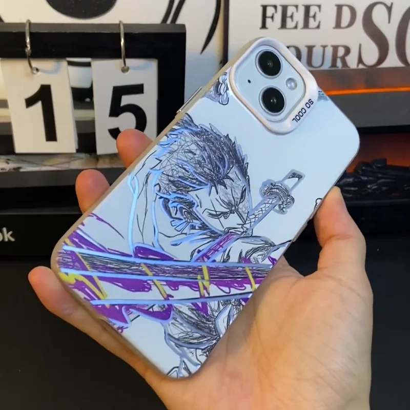 Funda de teléfono 3D de una pieza Roronoa Zoro para iPhone 17 16 15 14 13 12 11 Pro Max Plus Air mini Demon Knife Anime contraportada