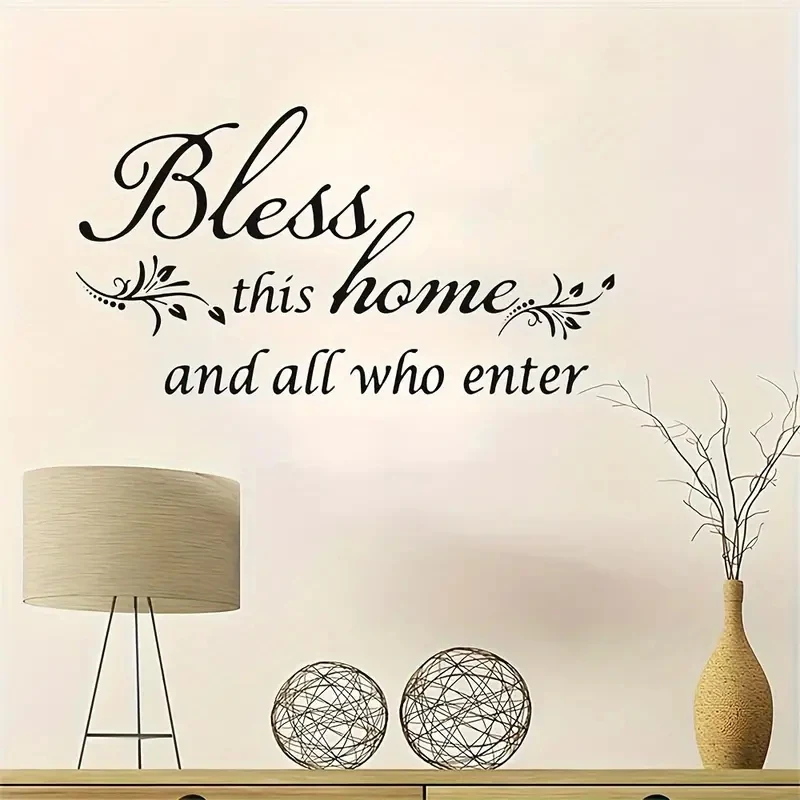 Peoho Modern English Blessing Wall Decal - Self-Adhesive, Removable Art Sticker For Living Room, Study, Dining Area