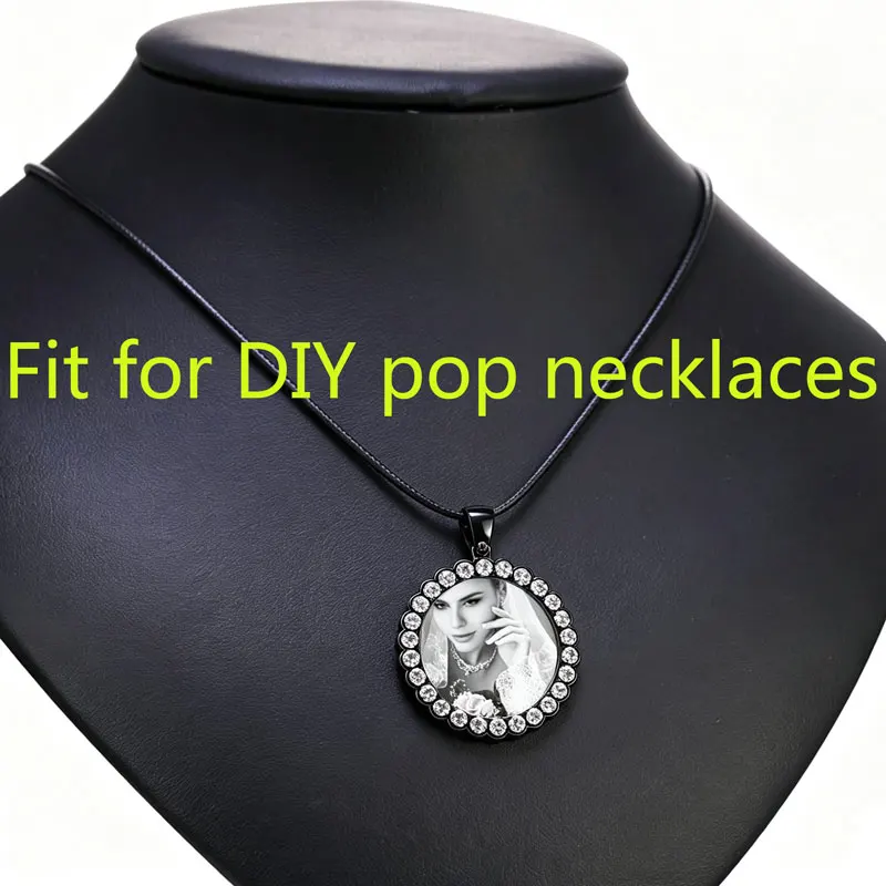 Leere Halskettenbasis 25mm Doppelseitige Cabochon-Anhängerbefestigungen mit 50cm Seilkette für DIY Pop-Schmuckzubehör – Detail 6