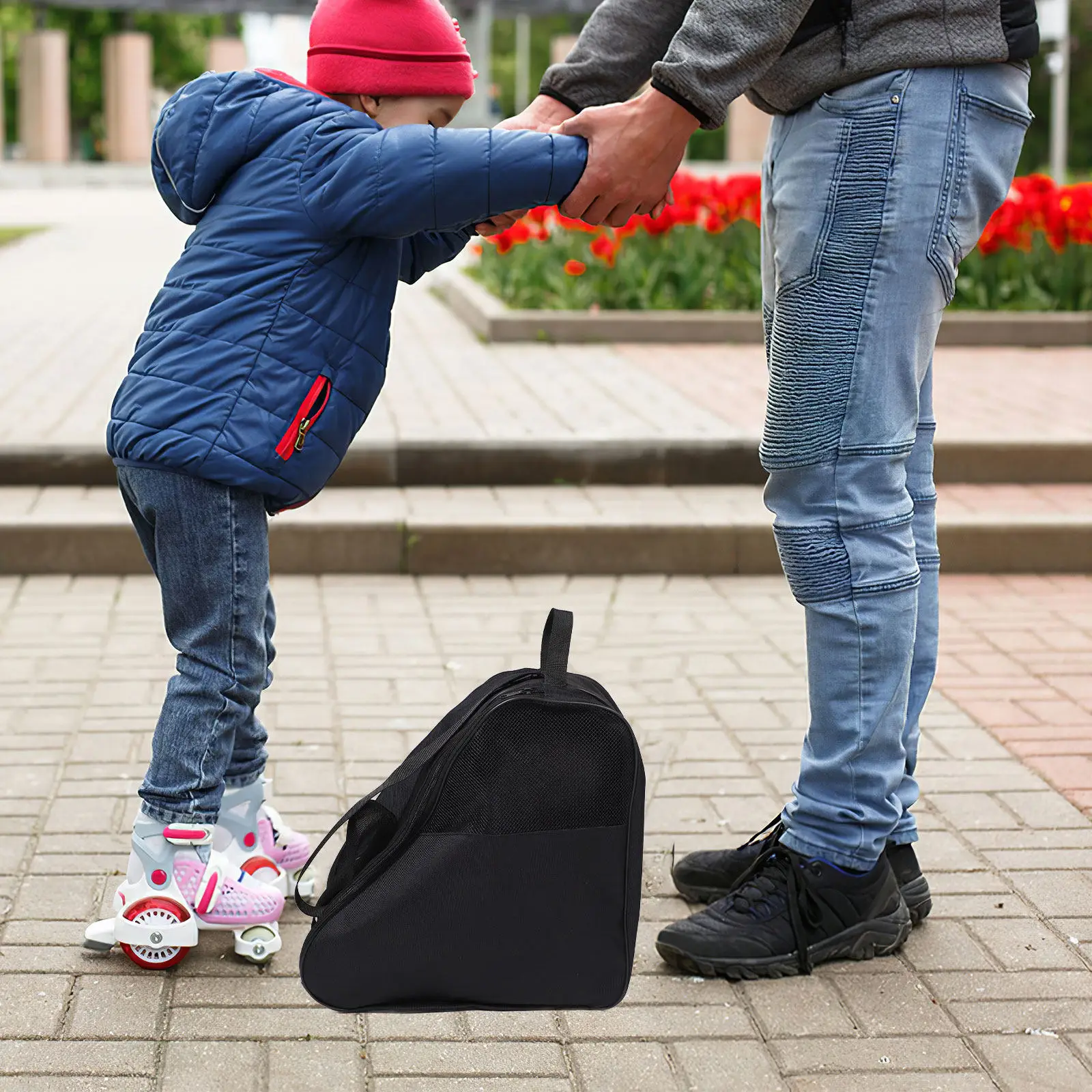 roller-skate-bag-waterproof-large-capacity-triangular-design-skating-shoe-storage-carrying-shoulder-bag-for-ice-skates-roller