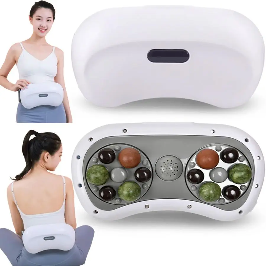 

Abdominal Massager, with 12 Massage Heads, Electric Bianstone Tummy Kneading Instrument, 3 Gear Temperatutre and Speed Adjustmen
