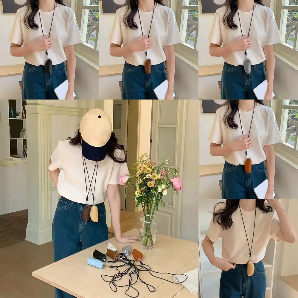 

Creative Gift PU Leather Coin Purse with Long Strap Candy Color Wearing Key Bag Necklace Jewelry Accessories