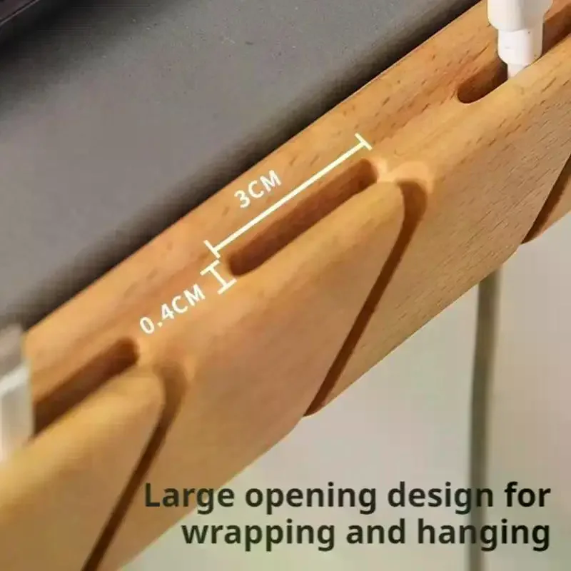 Premium Solid Wood Cable Organizer – Fixed Desktop Holder for Headphone/Data Cables, Minimalist Space-Saving Desk Management