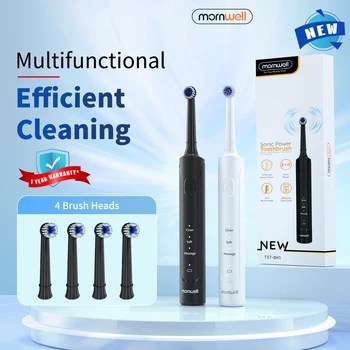 Mornwell T37 electric toothbrush rotation clean teeth adult toothbrush electric toothbrush with 4 extra replacement heads