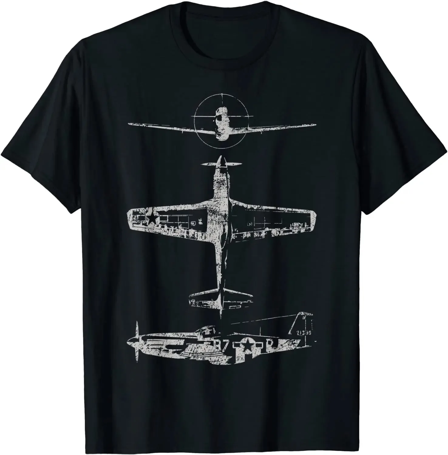 P51 Mustang American WW2 War Plane Men T-Shirt Short Casual 100% Cotton Shirts