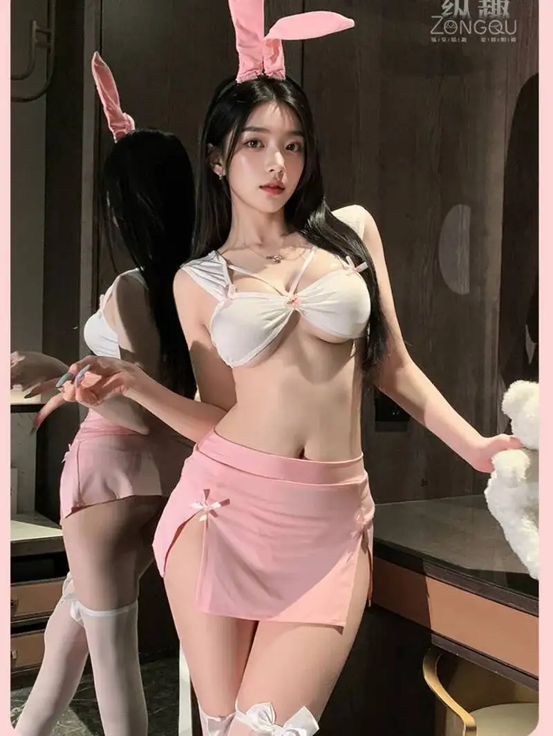 

Повседневная сексуальная униформа с кроликом для девочек Pure Desire, мягкая униформа для девочек, искушение, мини-юбка из двух предметов, комплект, милые сексуальные женские юбки, комплект S3YQ