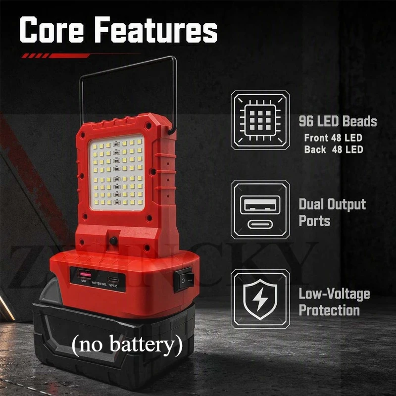 LED Light For Milwaukee 18V Battery M-18 Portable Spotlight Cordless Outdoor Work Fishing Handheld Emergency Tool Light