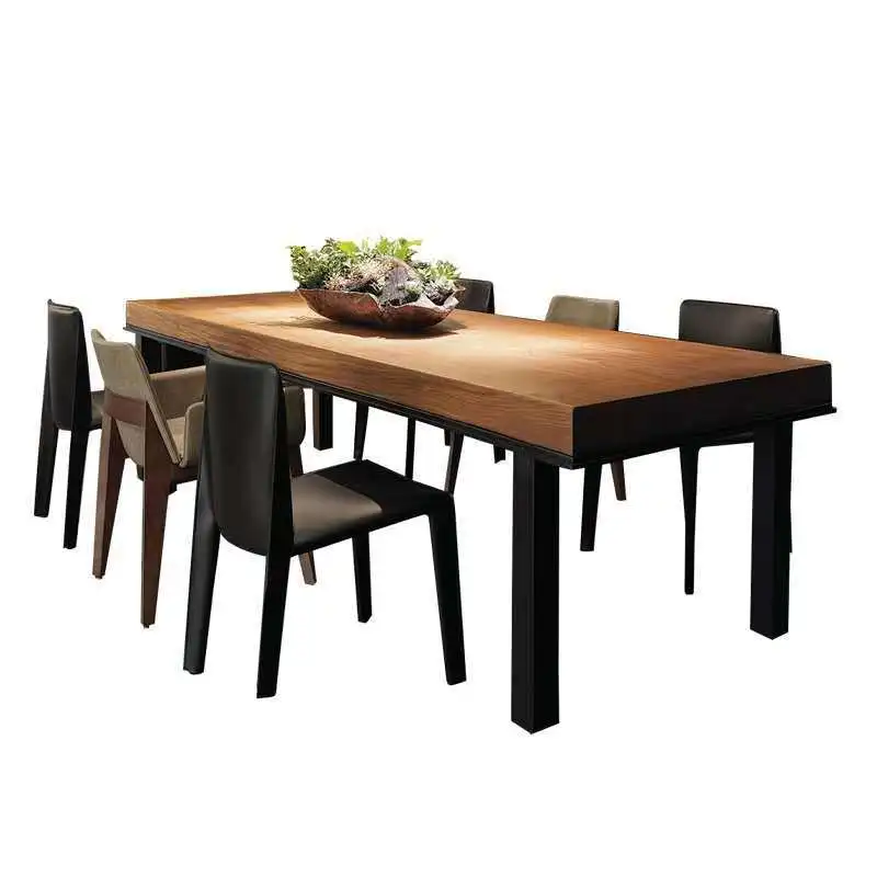 rectangular dining table modern simple household small apartment retro tea table wrought iron large board office table