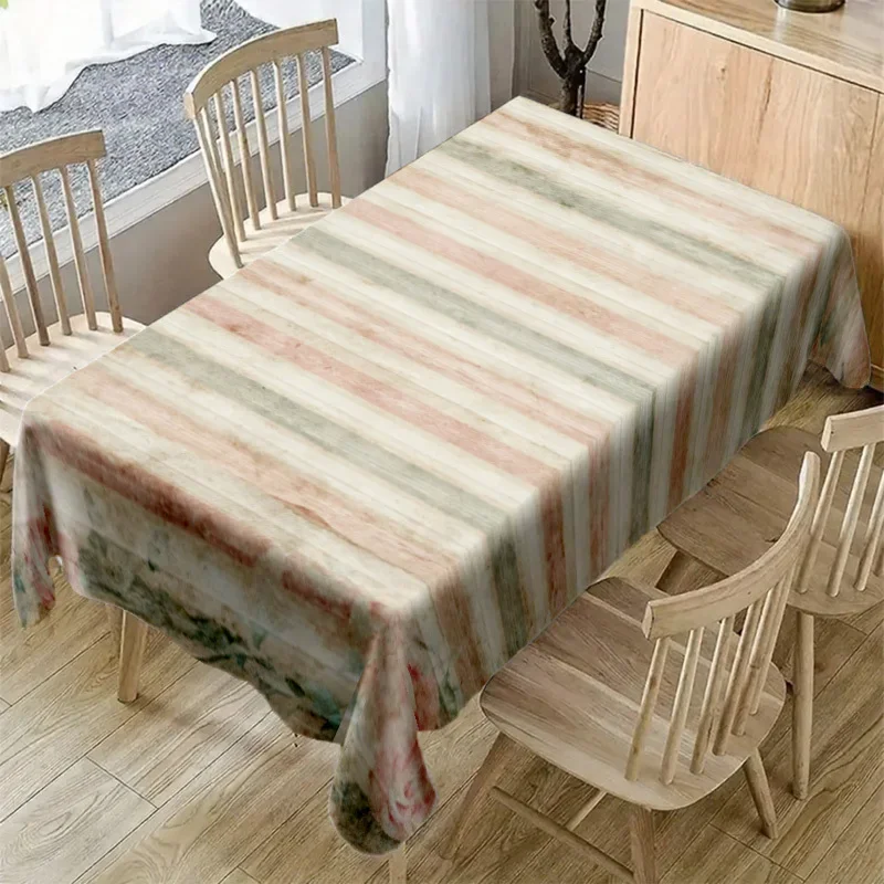 【jit】 1pc Soft and stylish tablecloth with trendy stripes and floral patterns. Machine washable for easy cleaning. Yzb