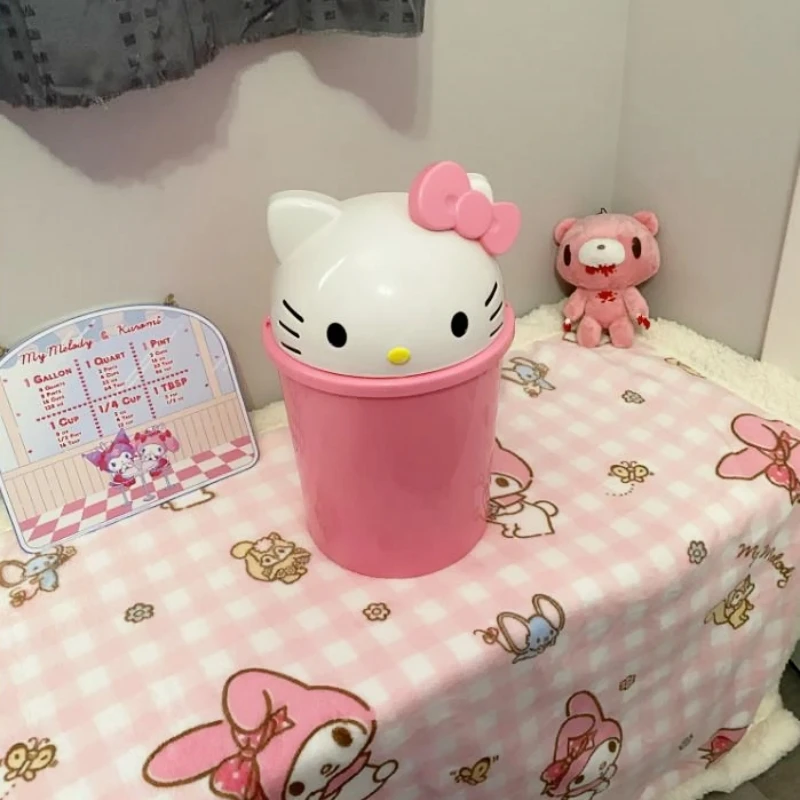 سانريو جديد مرحبا كيتي مزبلة سلة المهملات سلة المهملات سلة المهملات Bensenrio Kawaii سلة المهملات الورقية يمكن غرفة المعيشة غرفة نوم