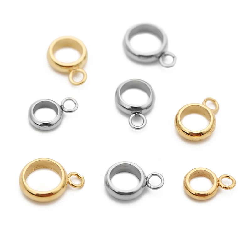 30pcs/lot Stainless Steel Pendants Connectors Pinch Clip Gold Color Charm Bail Beads For Necklace Bracelet Jewelry Accessories