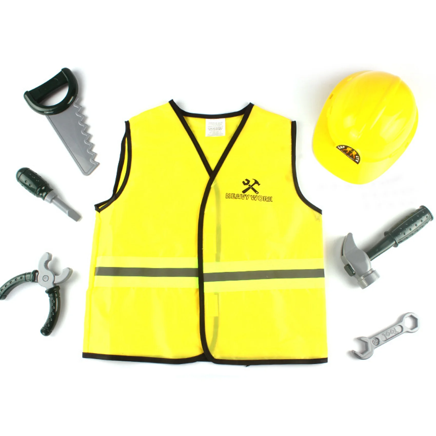 

Modern 7Pcs Construction Worker Costume Engineering Pretend Role Play Kit