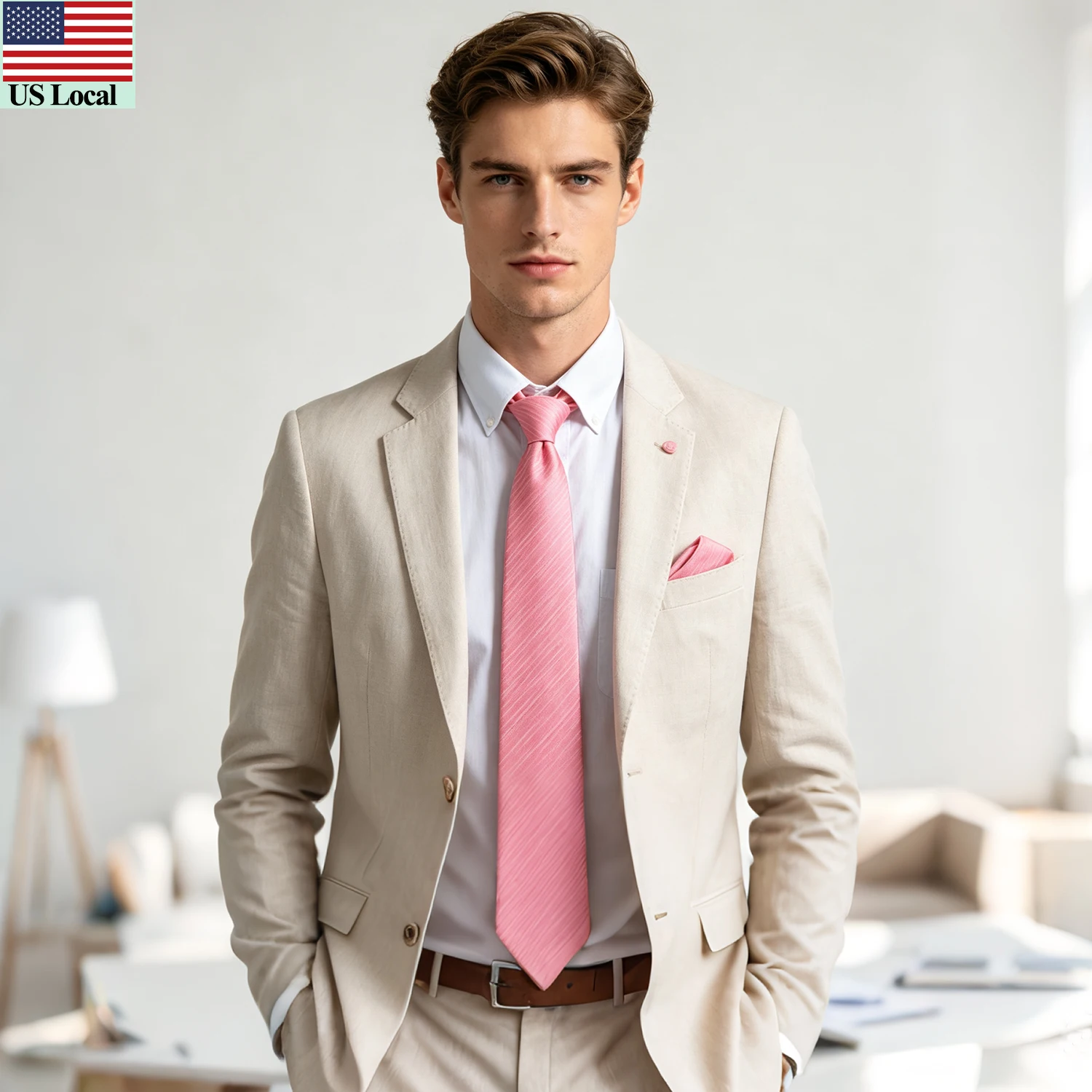 Corbata de hombre elegante con degradado y rayas diagonales finas, clásica, tejida con textura, formal, con pañuelo de bolsillo a juego y gemelos, para boda, novio, reunión de negocios, baile de graduación, banquete, fiesta, accesorios de traje, en colores Marrón, Plateado, Rosa, Azul, Verde, Rojo, Menta