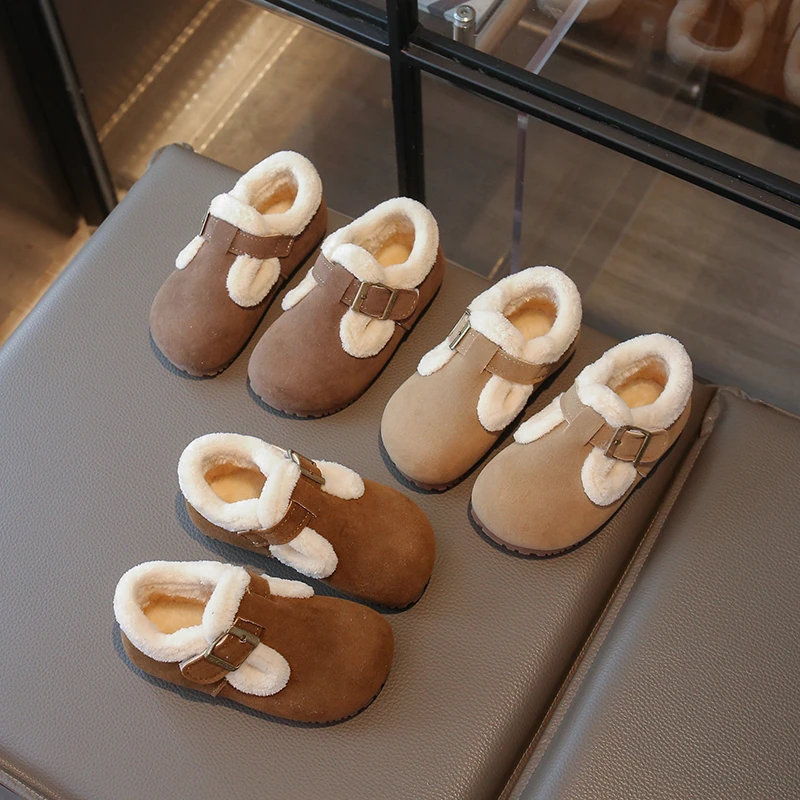 

2025 Winter New Children's Warm Shallow Mouth Snow Boots for Girls, Fashionable and Versatile Anti slip Cotton Boots