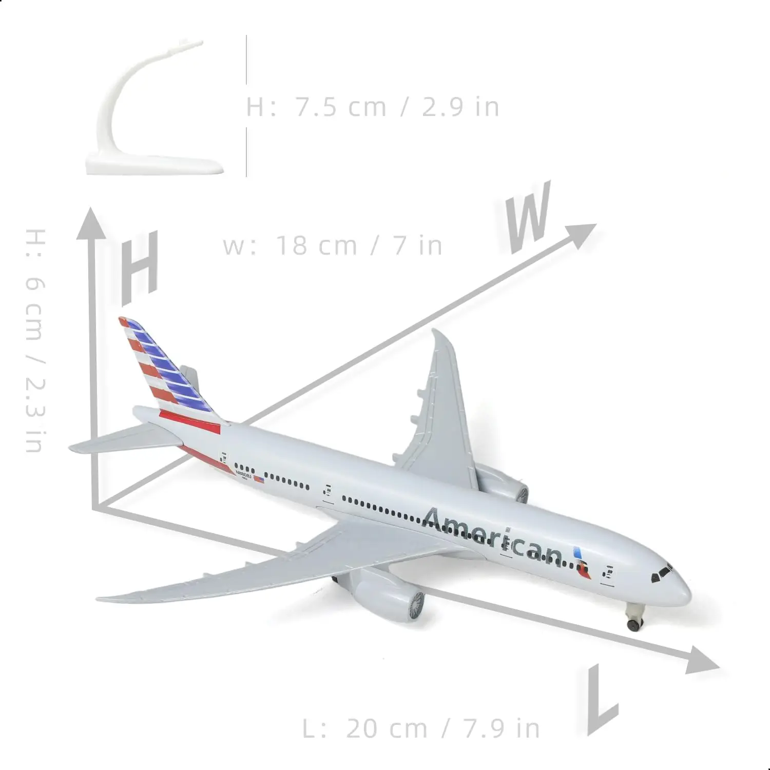 20cm American 787 Diecast Metal Airplane Model Kits for Adult Aviation AA Plane Models Gifts or Desktop Decorations
