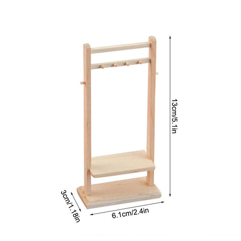 Perchero en miniatura para casa de muñecas, soporte para ropa, organizador de ropa, muebles, modelo de decoración, juguete, accesorios para casa de muñecas, 1:12