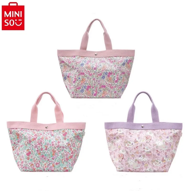 MINISO 2024 Fashion High Quality Oxford Spinning Large Capacity Shoulder Bag for Women, Fresh and Versatile Handheld Tote Bag