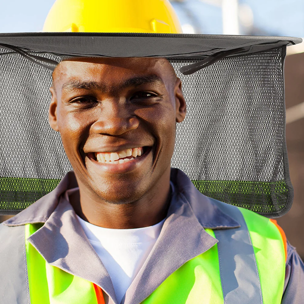 

2Pcs Sunscreen Hat Cover Breathable Visor Construction Hard Hat Neck Protector Reflective Safety Flap Gray Summer Outdoor UV