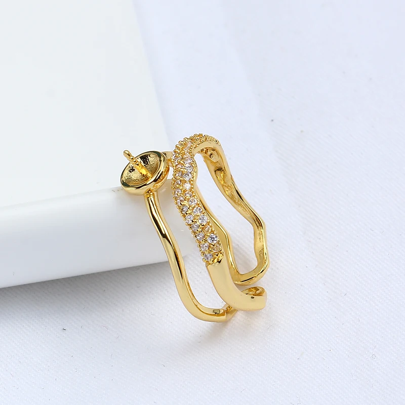 

5pcs Adjustable Gold Plated Pearl Ring Settings Findings & Accessories-for Jewelry Making Bulk Wholesale Craft Supplies 7-9mm