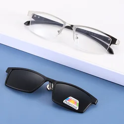 2347A 2 In 1 Polarized Night Vision Optical Magnetic Clip on Sunglasses Frames Clip on Sun Glasses Frame Prescription Eyeglasses