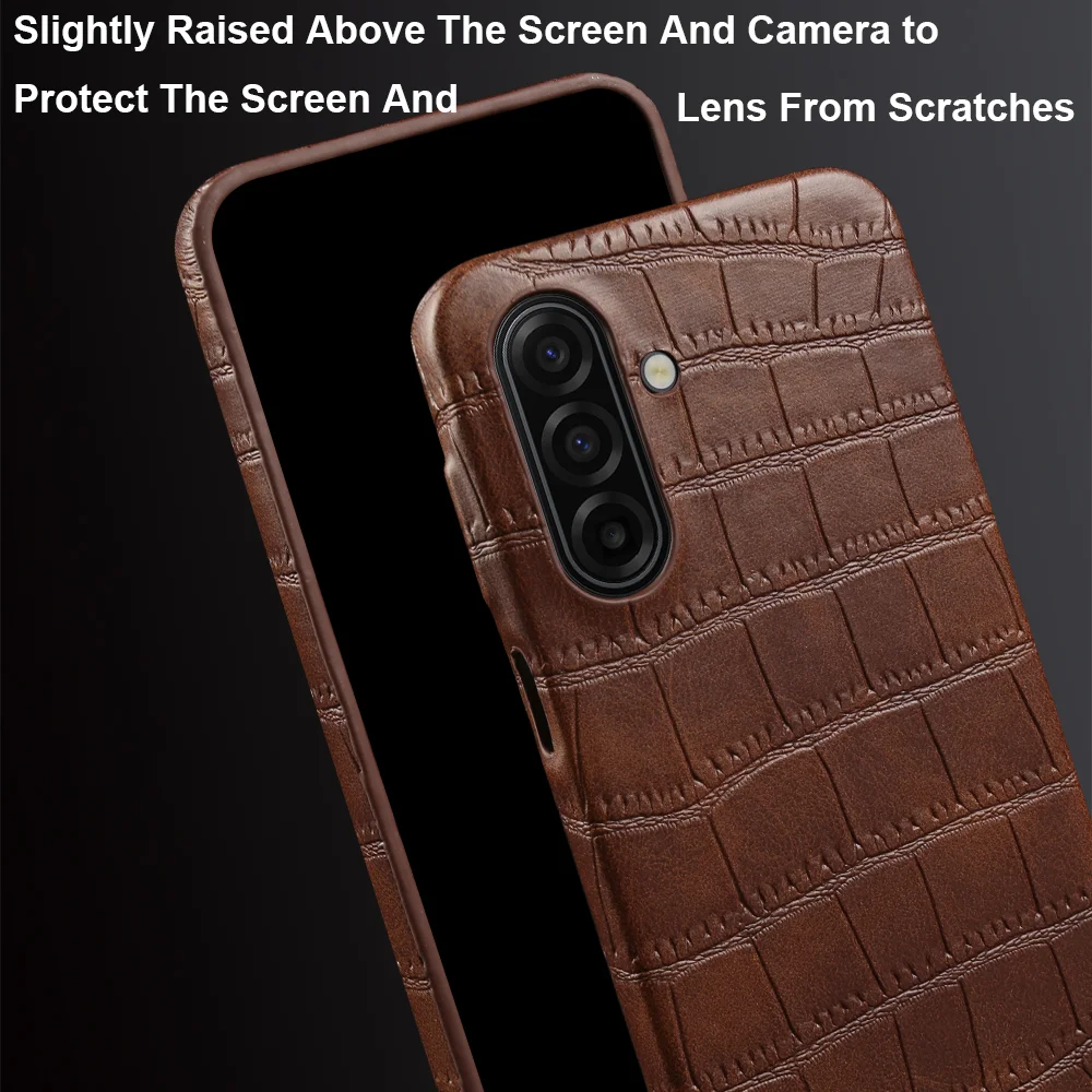 Etui z wysokiej jakości skóry krokodyla do Samsung Galaxy A17 A16 A36 A54 A55 A56 A26 A35 A15 S24 S25 FE S26 Plus, obudowa na telefon, tylna osłona — zdjęcie produktu 2
