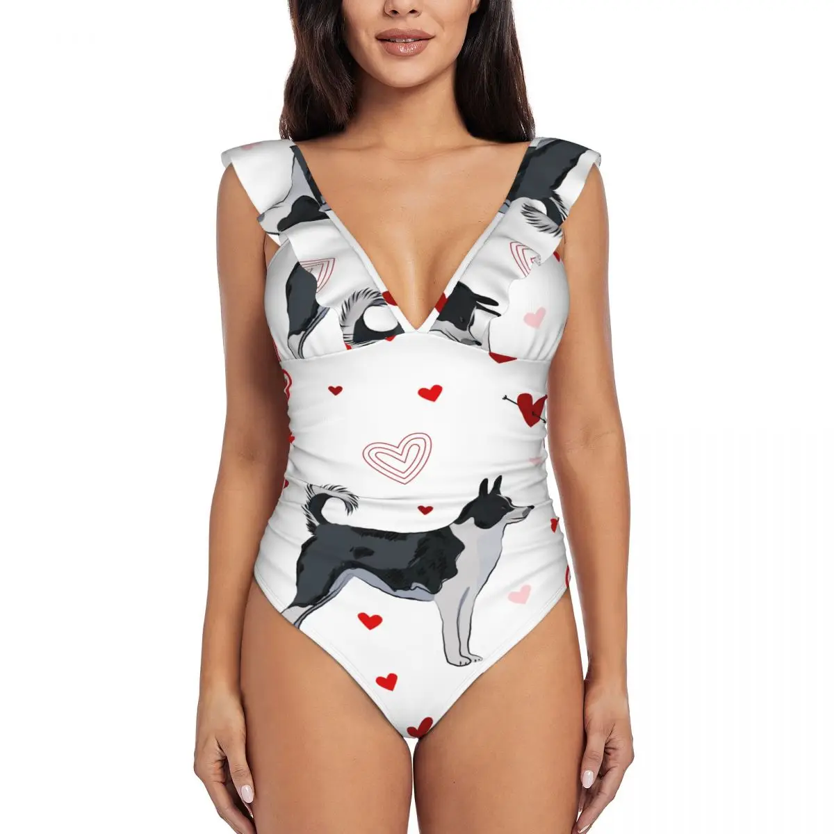 2024 Women's Bodysuit Thong Canaan Dog Dog Valentine's Day Heart Swimsuits Girls