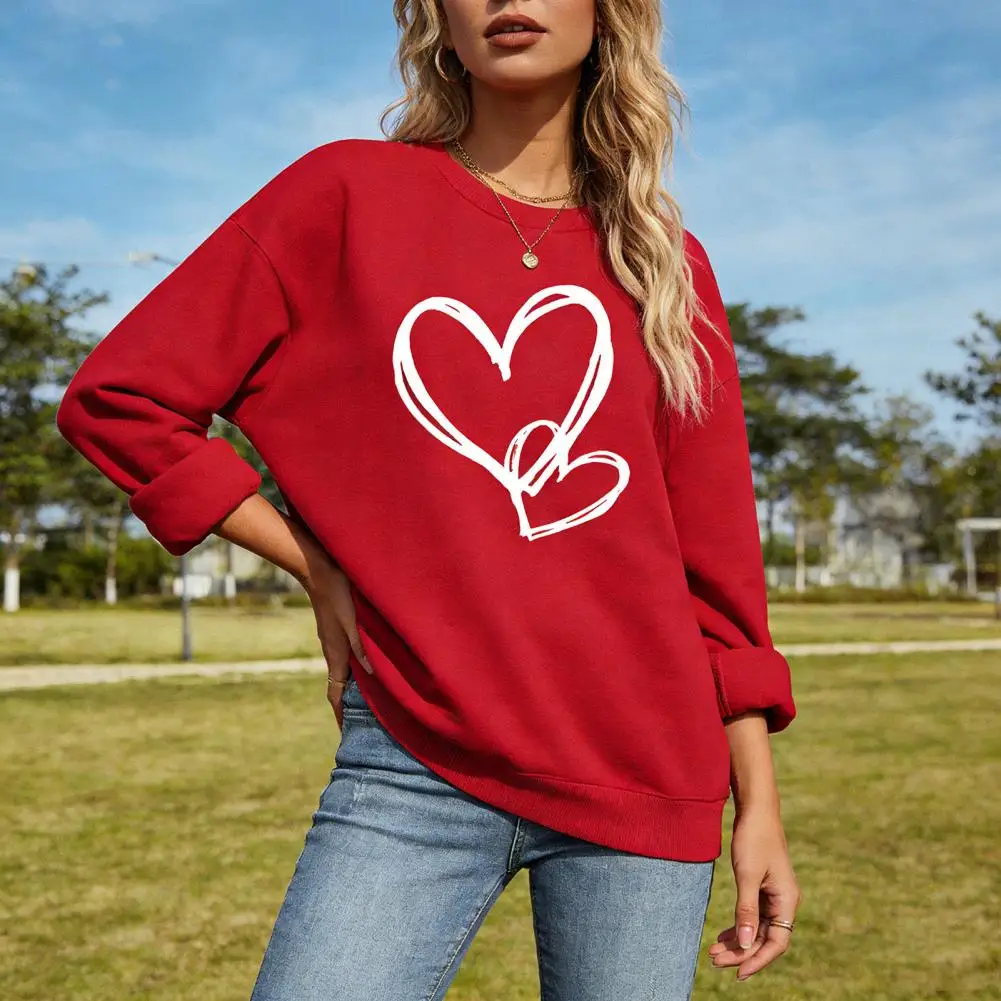 

Свитшот ко Дню святого Валентина для женщин, свитшот с принтом «Сердце», пуловер с графическим рисунком «Любовь»