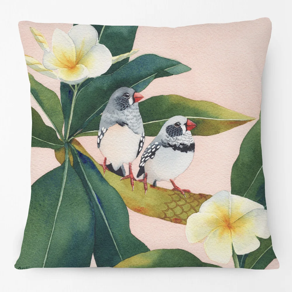 Native Australian Bird in Botanical Garden Painting Cushion Cover Kookaburra Floral Print Pillow Case