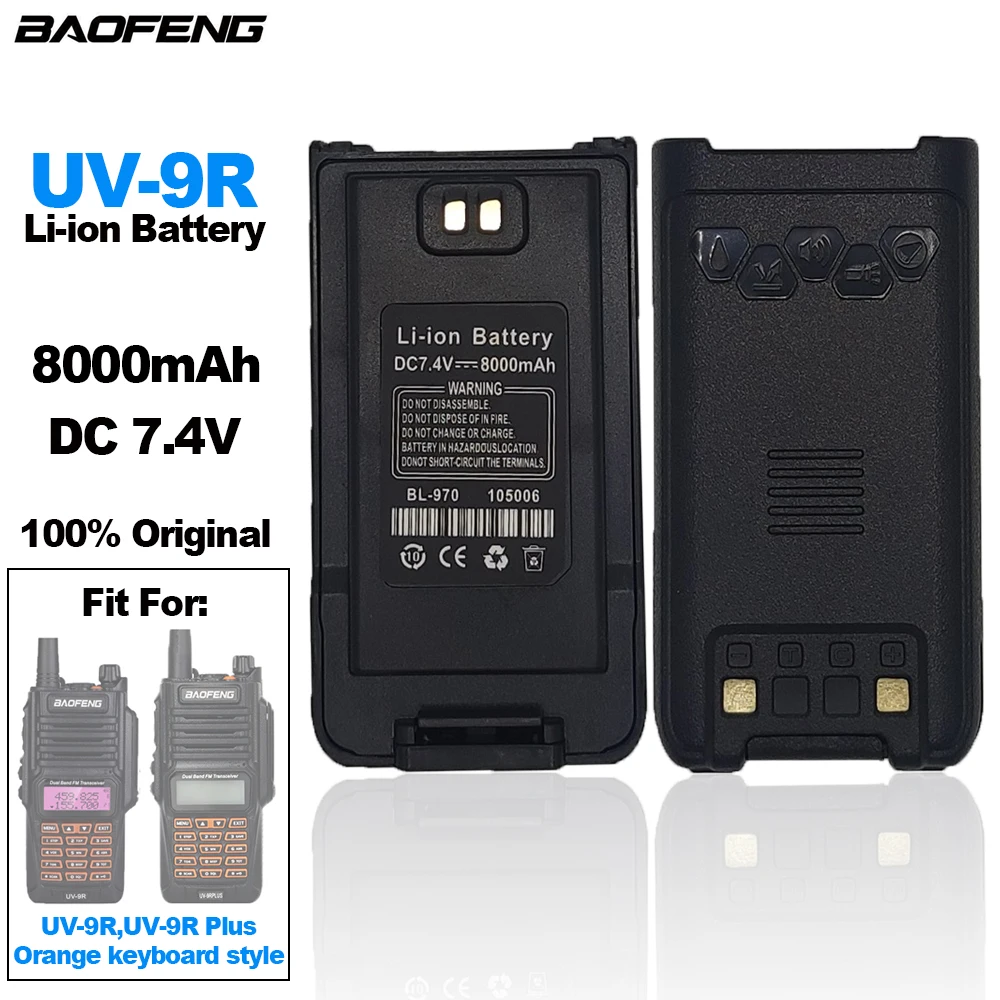 BAOFENG Walkie Talkie UV-9R Battery 8000mAh DC7.4V 100% Original Li-ion Battery Only Fit For UV9R UV9Rplus Orange Keyboard Style