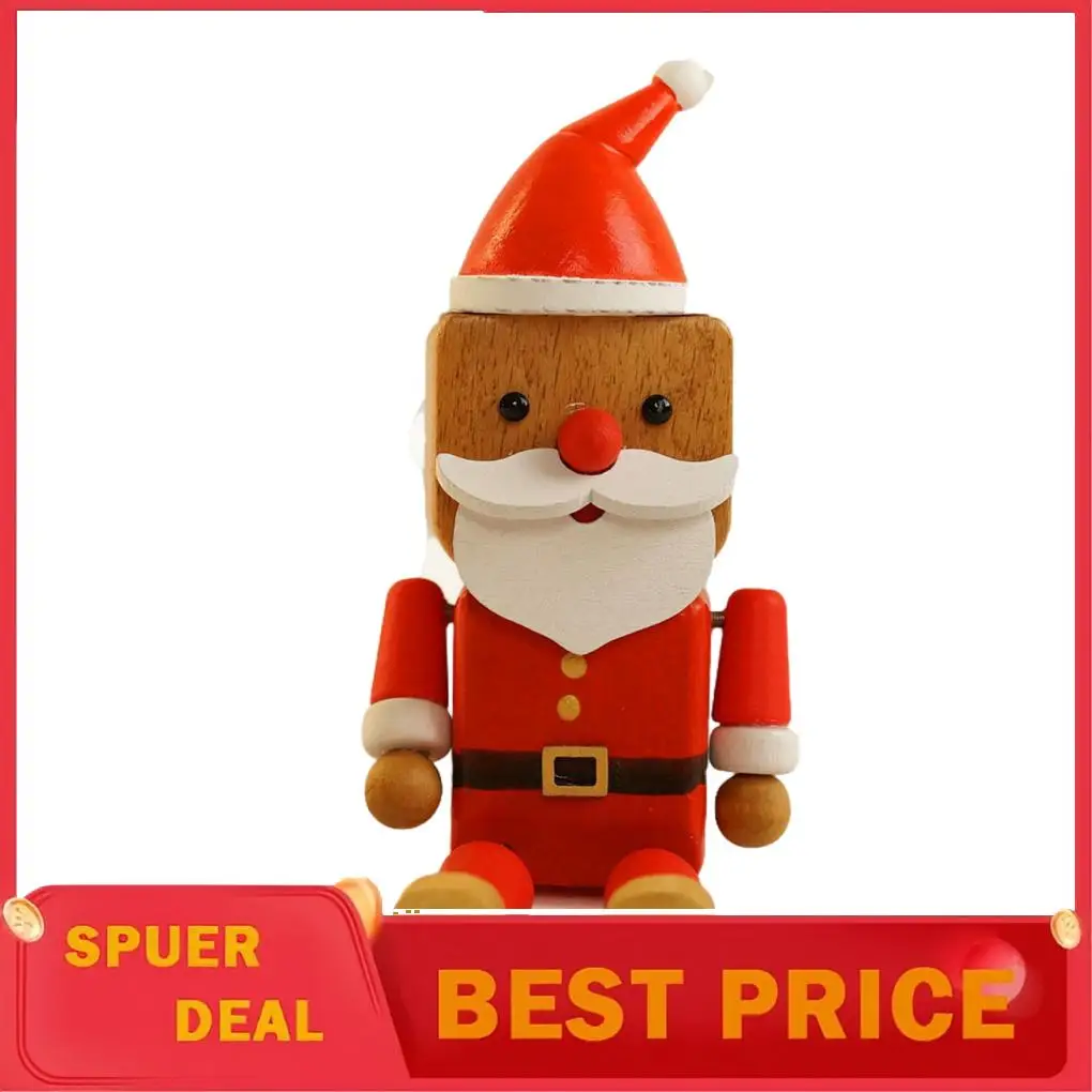 Handmade Wooden Santa Claus Shake Figurine For Christmas Day Celebration Shake Santa Claus Figurine Shaking Wooden Man